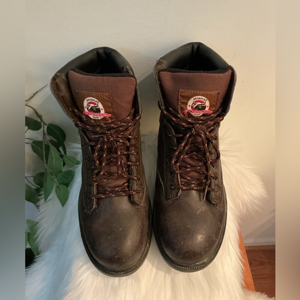 Brahma Men's Gus 6” Brown Leather Steel Toe Work Boots Size 10.5 (Pre-Owned)